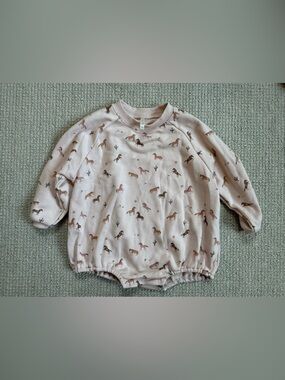 Rylee + Cru Pale Pink Horse Long-Sleeve Romper